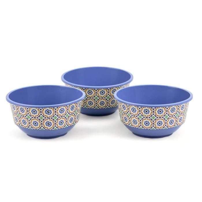 SÉRIE 3 BOLS 460 BLEU TRAD motif aléatoire