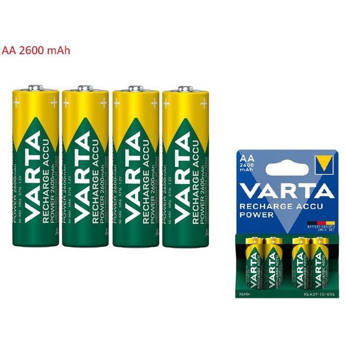 VARTA 4 Piles Batteries Rechargeables AA / HR6 2600mAh Accu Pro