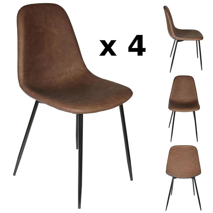 LOT de 4 Amber chaise de salle à manger marron