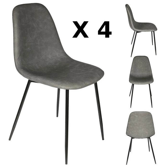 LOT de 4 Amber chaises de salle à manger gris