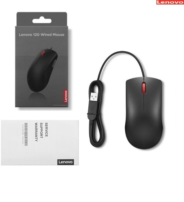 lenovo souris filaire 120 avec Fil 1,7m optique capteur LED 1600DPI super Confort