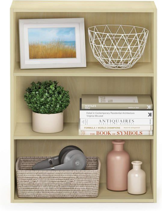 Bibliothèque ouverte - Modern - 3 niveaux - MDF - Beige - Style campagne