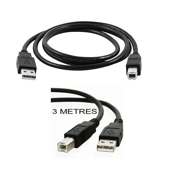 Cable 3M Imprimante USB 2.0 A-Mâle vers B-Mâle, Câble Printer et Scanner