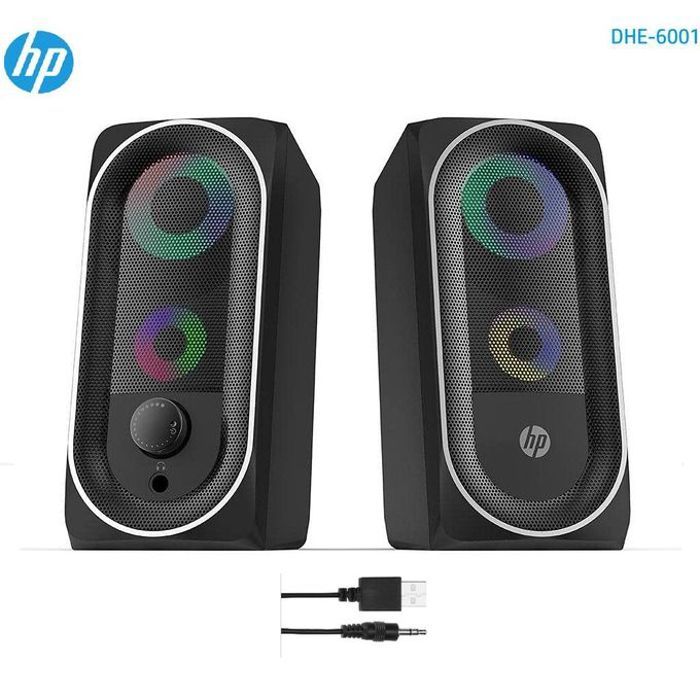 Hp Haut parleurs stéréo son clair et précis jack 3,5 mm (audio) USB -DHE-6001