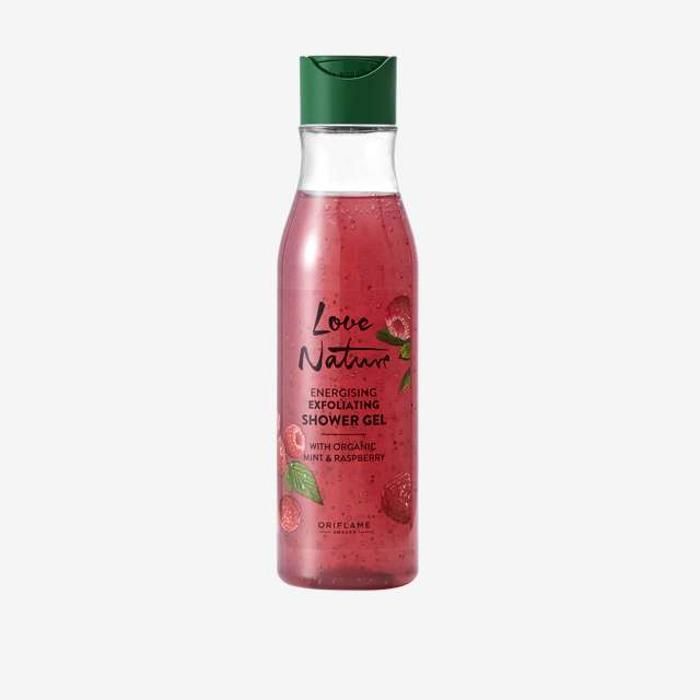 Gel Douche Exfoliant - Love Nature - 250 ml - Extrait de Menthe - Extrait de Framboise - Non Gras