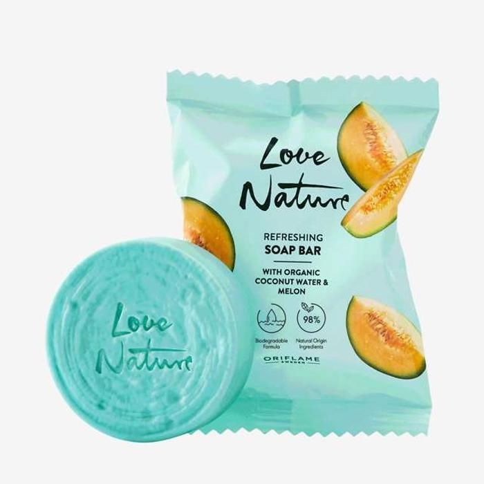 Savon - Love Nature - Eau de Noix de Coco - Melon - 75 g - Rafraîchissant