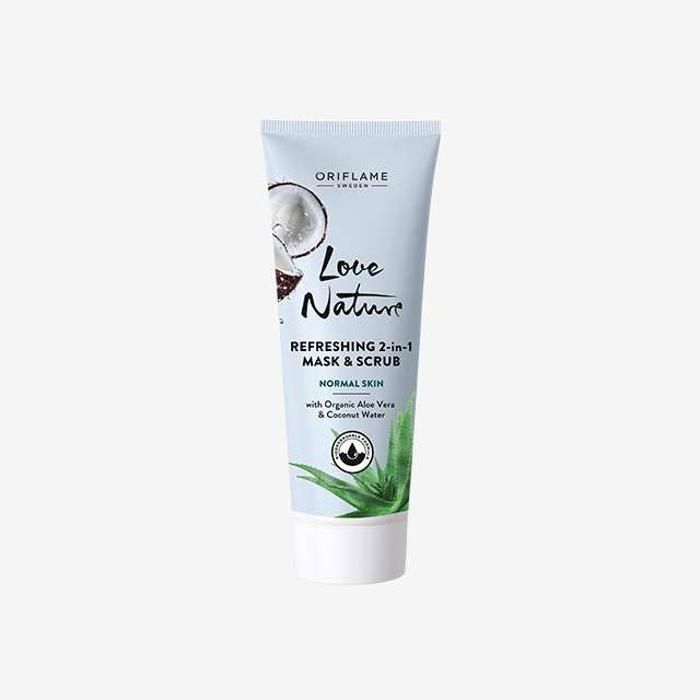 Masque et Gommage 2 en 1 - Love Nature - Aloe Vera - Eau de Noix de Coco - 75 ml