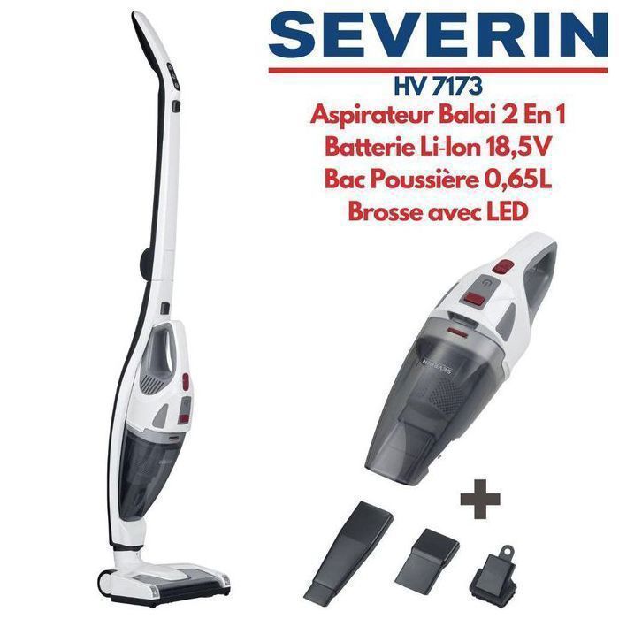 Aspirateur Balai 2 en 1 - SEVERIN - HV 7173 - Sans Fil - Brosse Électrique - Autonomie 35 min