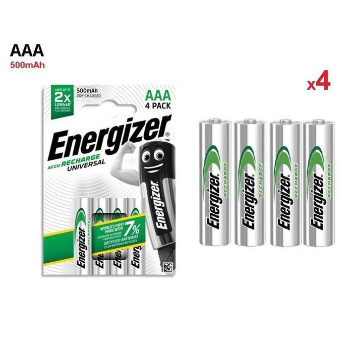 Energizer 4 Pile 500mAh Rechargeable préchargée AAA (Ni-MH) x4 Power plus
