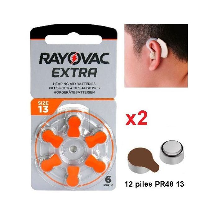 Rayovac Extra Hearing Aid Batterie //Aide Auditive 1.45v Size 13 PR48 // 12 Piles