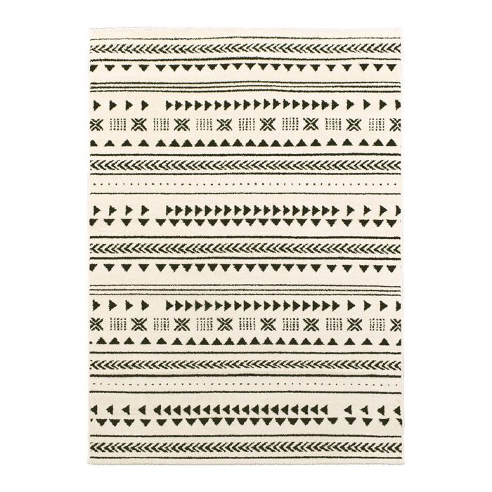 Tapis moderne - 80x230 cm - ETHNY noir, crème - Polypropylène - UN AMOUR DE TAPIS