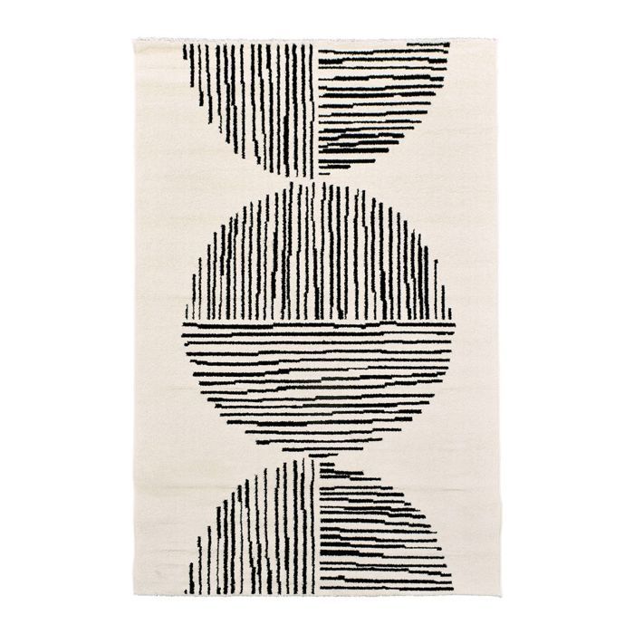 Tapis moderne - 80x150 cm - COSMY noir, crème - Polypropylène - UN AMOUR DE TAPIS