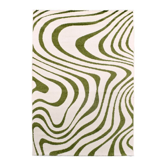 Tapis moderne - 80x230 cm - VAGGY vert, crème - Polypropylène - UN AMOUR DE TAPIS