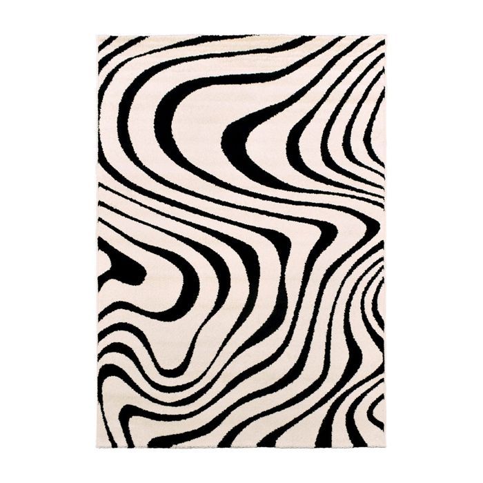 Tapis moderne - 120x170 cm - VAGGY noir, crème - Polypropylène - UN AMOUR DE TAPIS