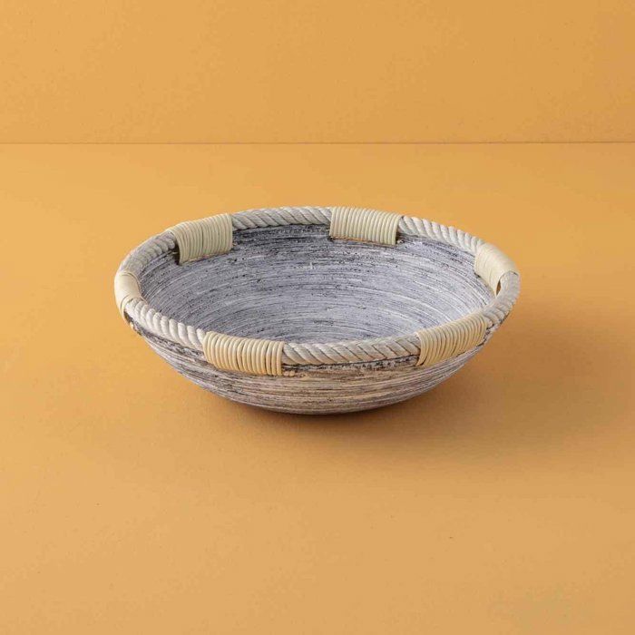 Bol décoratif - BELLA MAISON - Rio - Bambou - Gris - 30x8 cm
