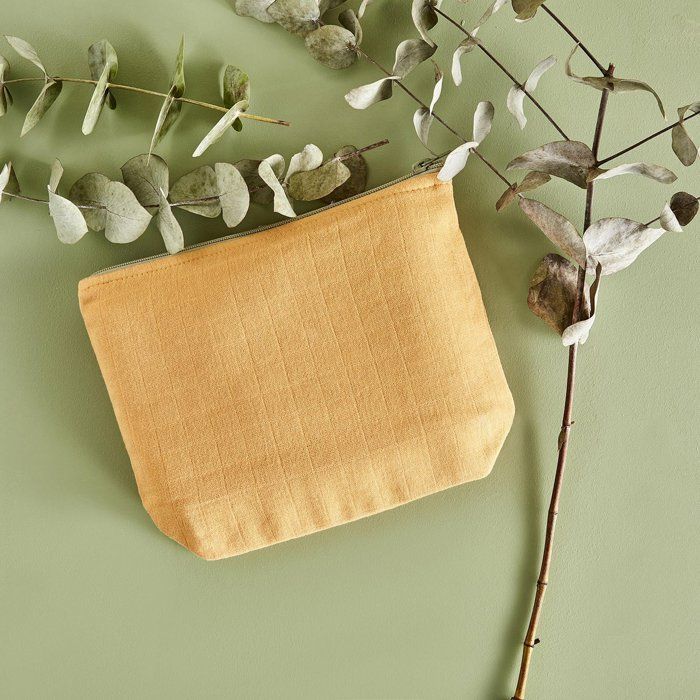 Sac de soin 100% coton moutarde (20x27 cm)