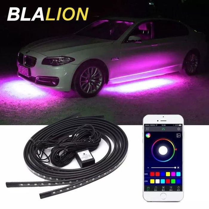 Bande lumineuse RGB LED de voiture,12V,IP65, contrôle par application, couleur fluide, Tube 4 pièces 2/90*2/120 , lumière néo