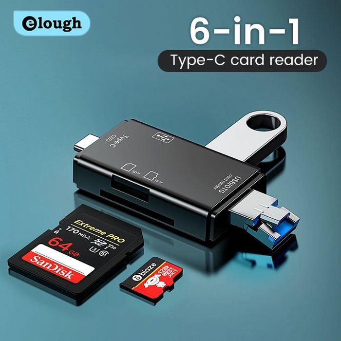 Lecteur de carte Memoire USB 3.0 multifonction 6 en 1, disque U, type C, micro USB, clé USB TF, clé USB SD, adaptateur