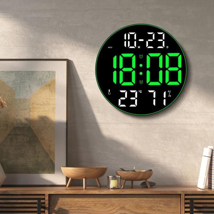 Horloge Murale - Non spécifié - 10 pouces - Thermomètre - Alarme - Design Contemporain