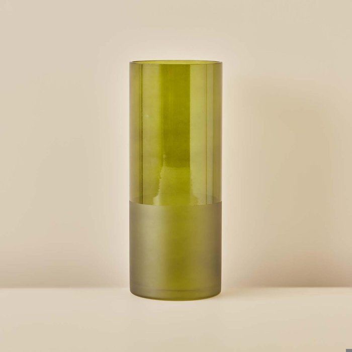 Vase en verre - BELLA MAISON - Cylindre - Vert - 12x30 cm - Élégance Chic