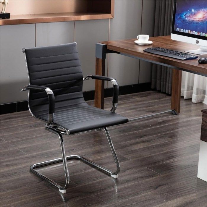 Fauteuil visiteur - DANSMAMAISON - ROCHA - Noir - Simili - 1 place - Accoudoirs