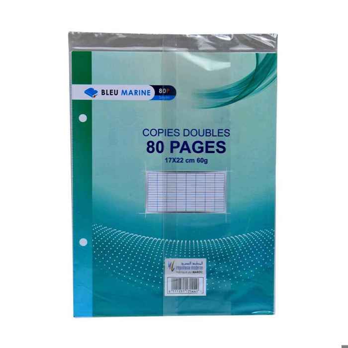 Copies doubles 80pages séyès 17x22cm 60g - BLEU MARINE