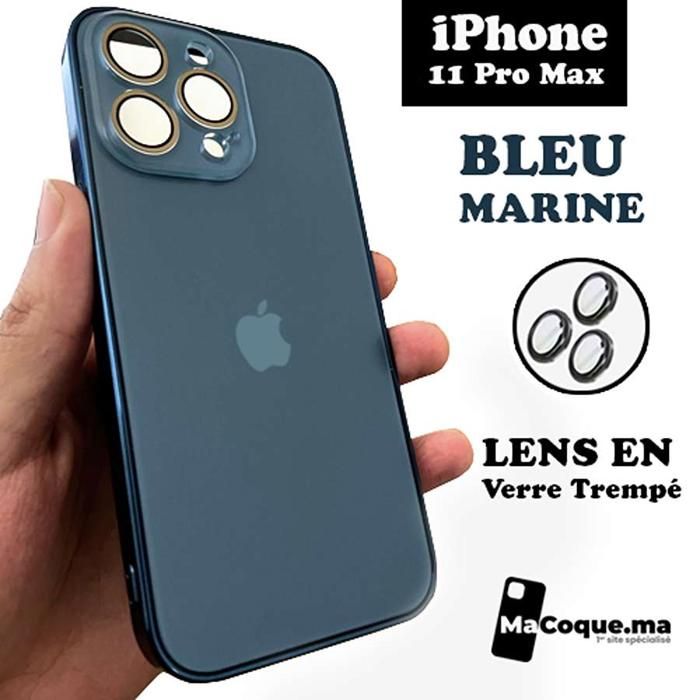 BLEU MARINE COQUE IDENTIQUE A VOTRE iPHONE 11 PRO MAX / GLASS LENS