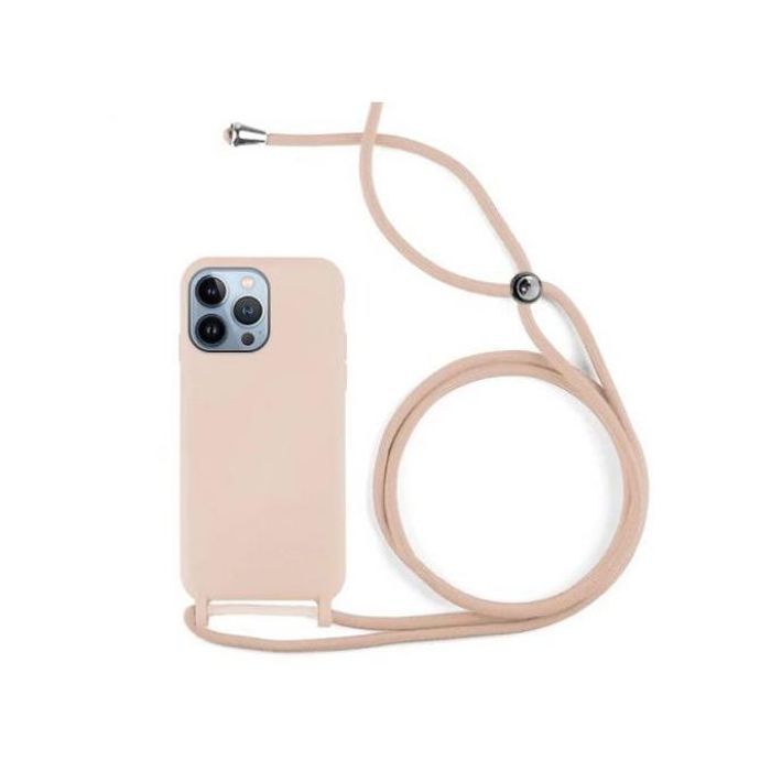 Coque Cordon  iPhone 13 Pro Max - Semi-rigide - Lanière ajustable 80cm - Rose