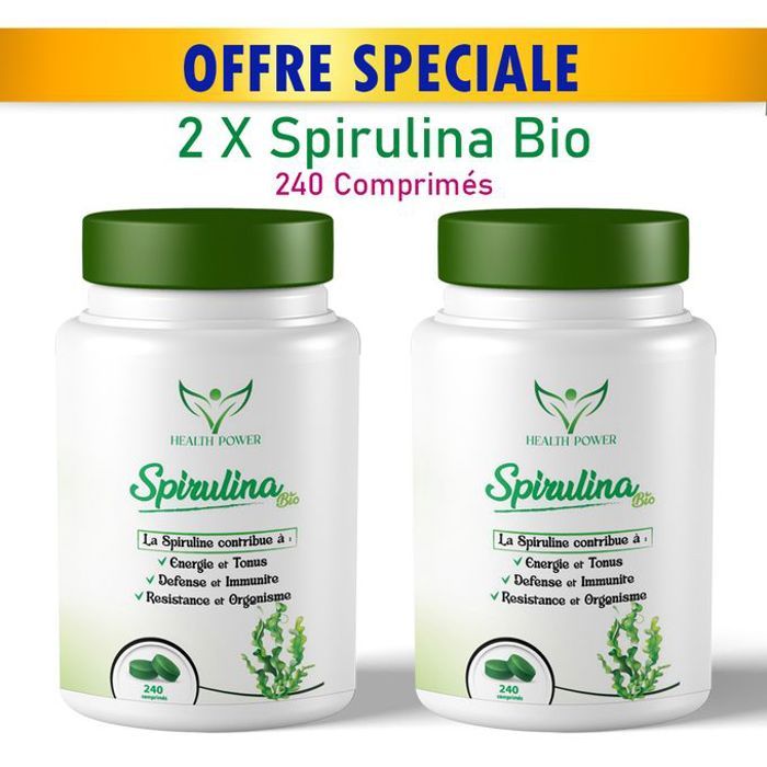 Pack 2 x boites Spirulina Bio 240 Comprimés 100% BIO