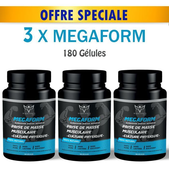 Pack 3 x boites de Megaform - Prise De Masse Musculaire - 180 Gelules