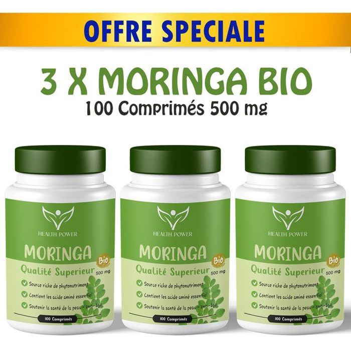 Pack 3 x boites de Moringa Bio 100 Comprimés 500 MG