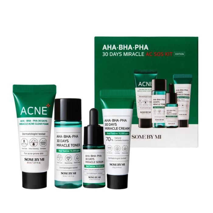 Kit SOS Anti-Acné - SOME BY MI - 30 Jours - Foam Cleanser 30ml - Toner 30ml - Serum 10ml