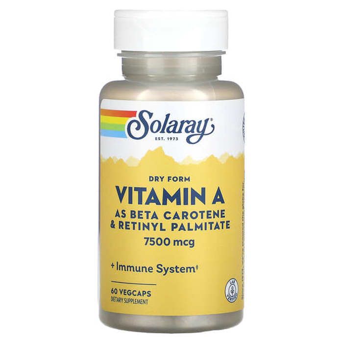 Vitamine A forme sèche 7500 mcg, 60 Veg Caps