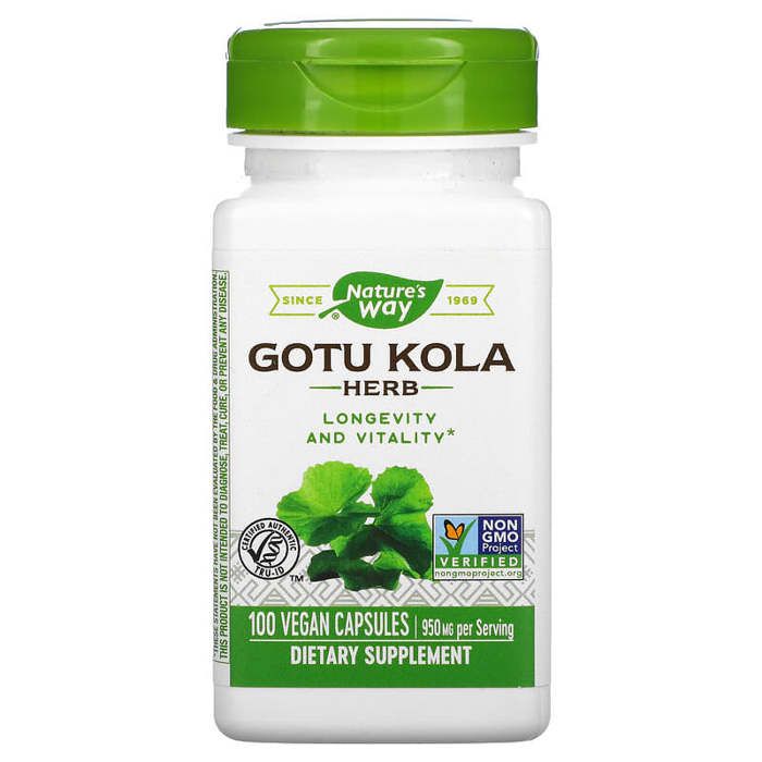 Gotu Kola Herb Longevity & Vitality Health Support - 950mg, 100 capsules végétaliennes