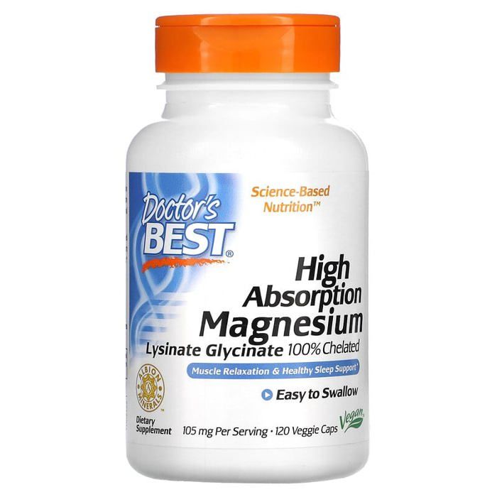 Magnésium Glycinate à haute absorption, lysinate 100 % chélaté, 52,5 mg, 120 capsules végétariennes