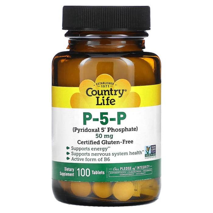 P 5 P Pyridoxal 5' Phosphate (P5P) 50 mg. - 100 Tablettes