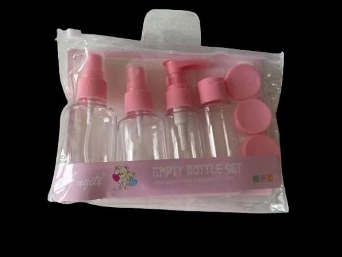 7 Pièces bouteilles rechargeables de voyage, articles de toilette de voyage, Rose