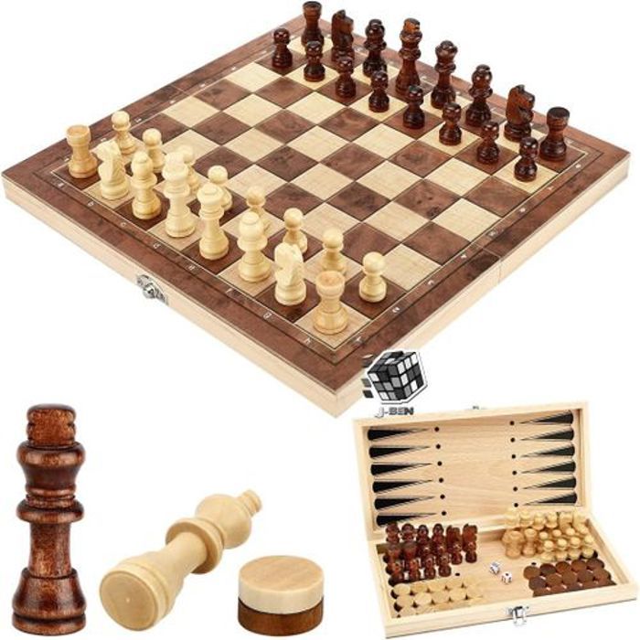 Jeux de dam Chess Set 3 in 1 en Bois