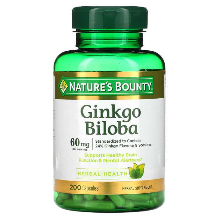 Nature's Bounty Ginkgo Biloba, 60 mg, 200 gélules