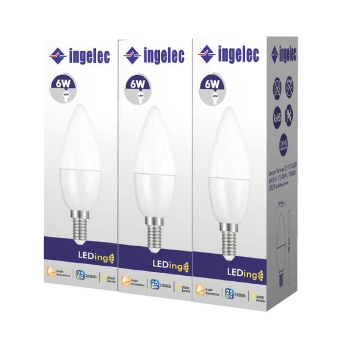 KIT PROMO 3 AMPOULES LED FLAMMES LEDF06E14B
