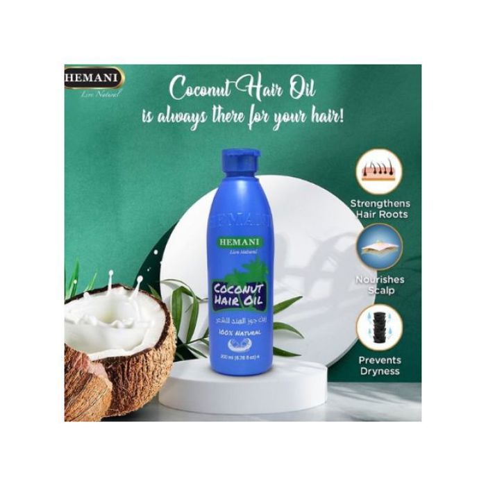 Hemani Huile Capillaire à Base De Coco spécial pour soin de cheveux 100 % Naturelle&Originale – 200ml