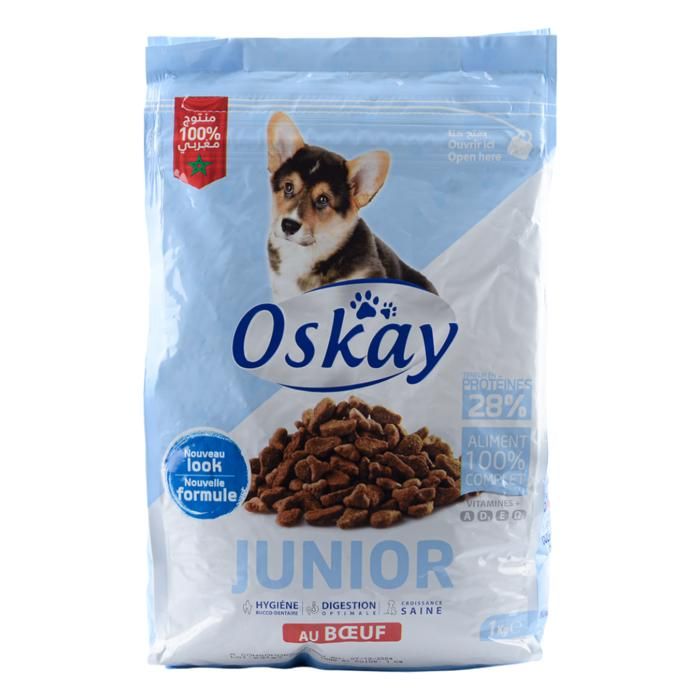 CROQUETTES AU BOEUF POUR CHIENS JUNIOR 1KG OSKAY