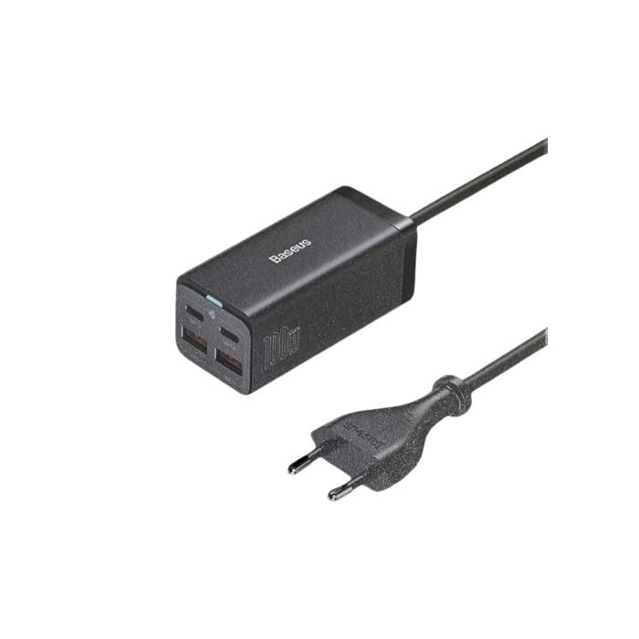 CHARGEUR RAPIDE DE BUREAU BASEUS GAN 3 PRO, 2C+2U, 100W, VERSION EUROPÉENNE, COULEUR : NOIR.