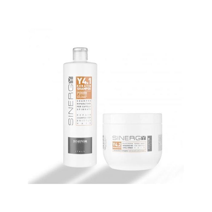 Kit Y4 Shampoing masque et sérum à la kératine pour les cheveux abîmés 500 ml