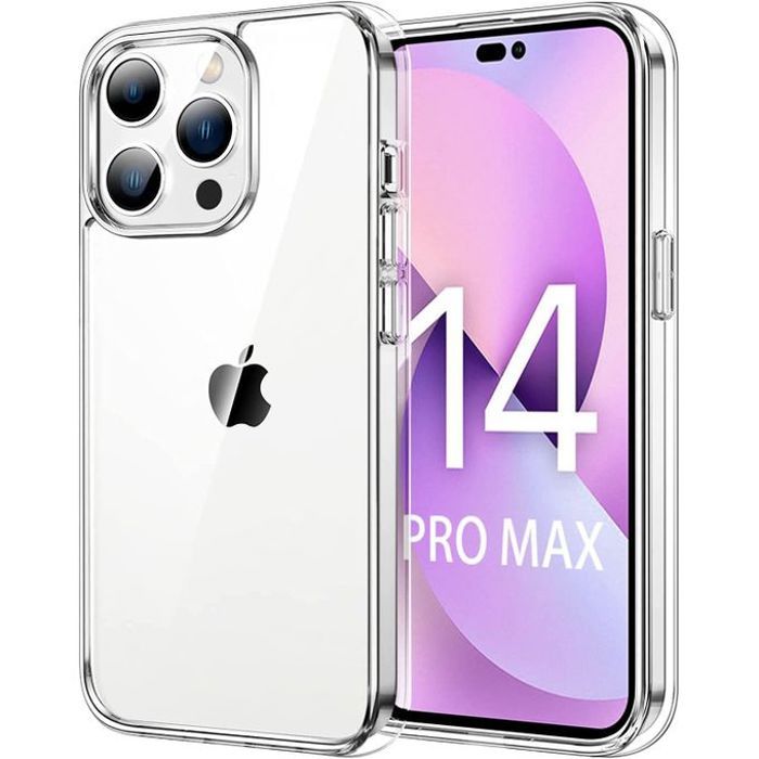 Coque iPhone 14 Pro Max 6,7", coque antichoc et arrière transparent anti-rayures