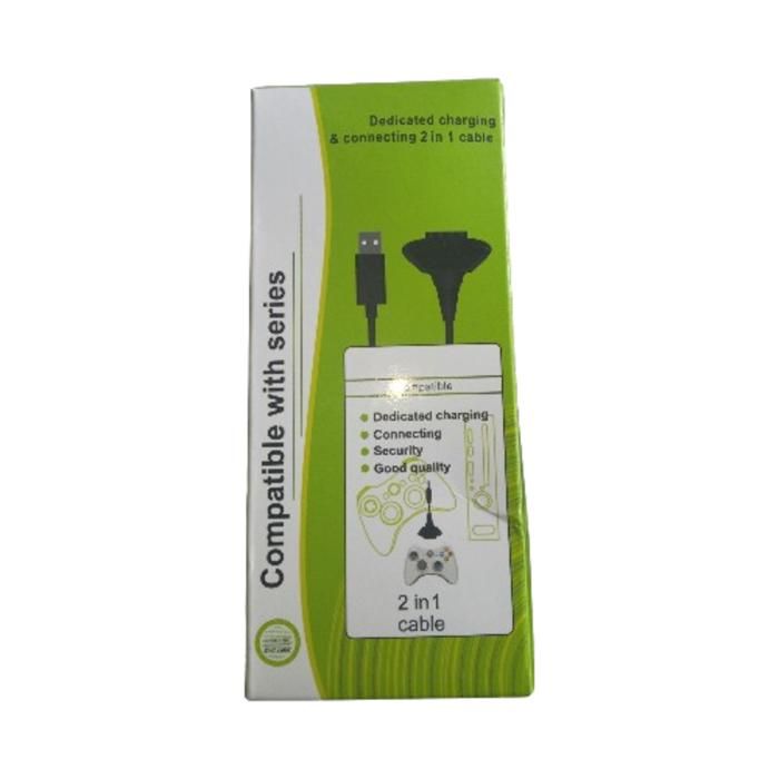 CABLE CHARGEUR XBOX 2 EN 1 NOIR