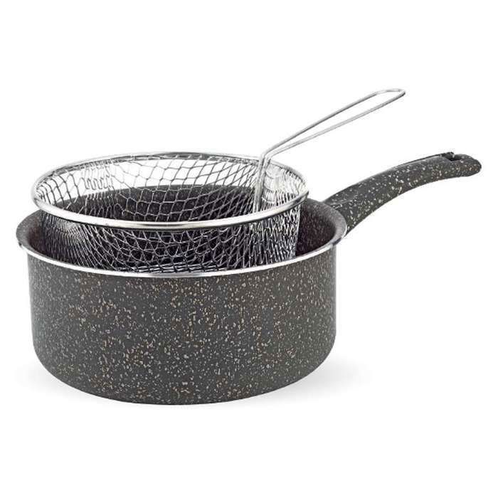Friteuse - Hascevher - 20x9 cm - Granite antiadhésif - Panier inclus - 700g de capacité