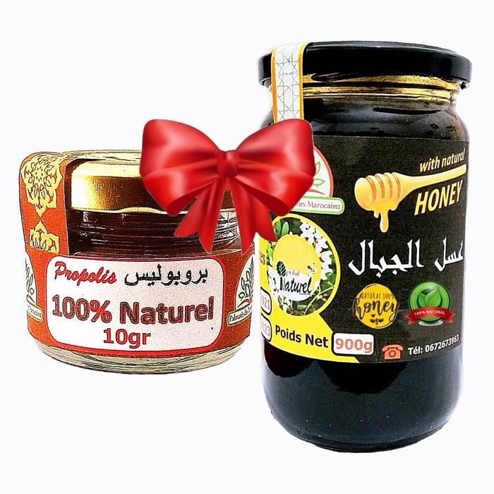 Miel de Montagnes 100% naturel 900g + Propolis energie et nutrition 10g (défense naturel, renforce le système immunitaire)