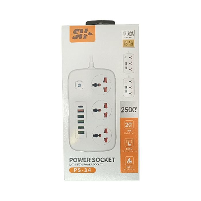 PRISE DE COURANT SH, ANTI-STATIQUE, PS-34, 2500W, AVEC PORT USB-C DE 20W.