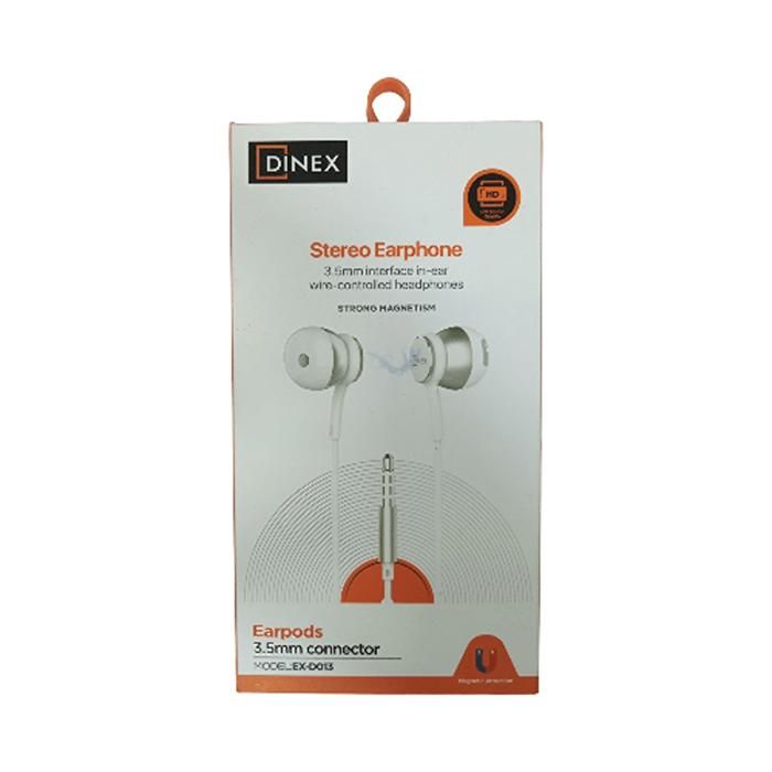 ÉCOUTEURS STÉRÉO DINEX, INTERFACE 3.5 MM, INTRA-AURICULAIRES AVEC CONTRÔLE PAR FIL, EARPODS, EX-D013.